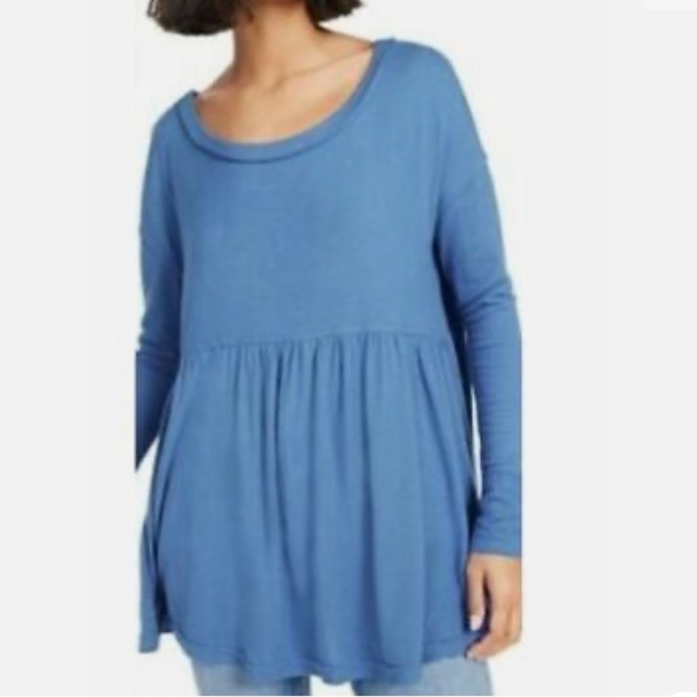 FREE PEOPLE Forever Your Girl Drape Y2K Top Bluebelle Sz XS NWT Baby Doll Preppy